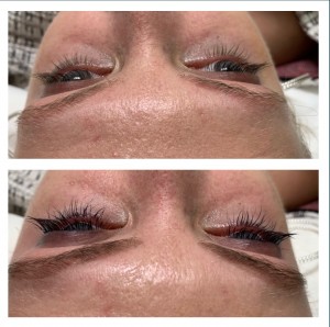 Lash and Brow Tinting Before and After